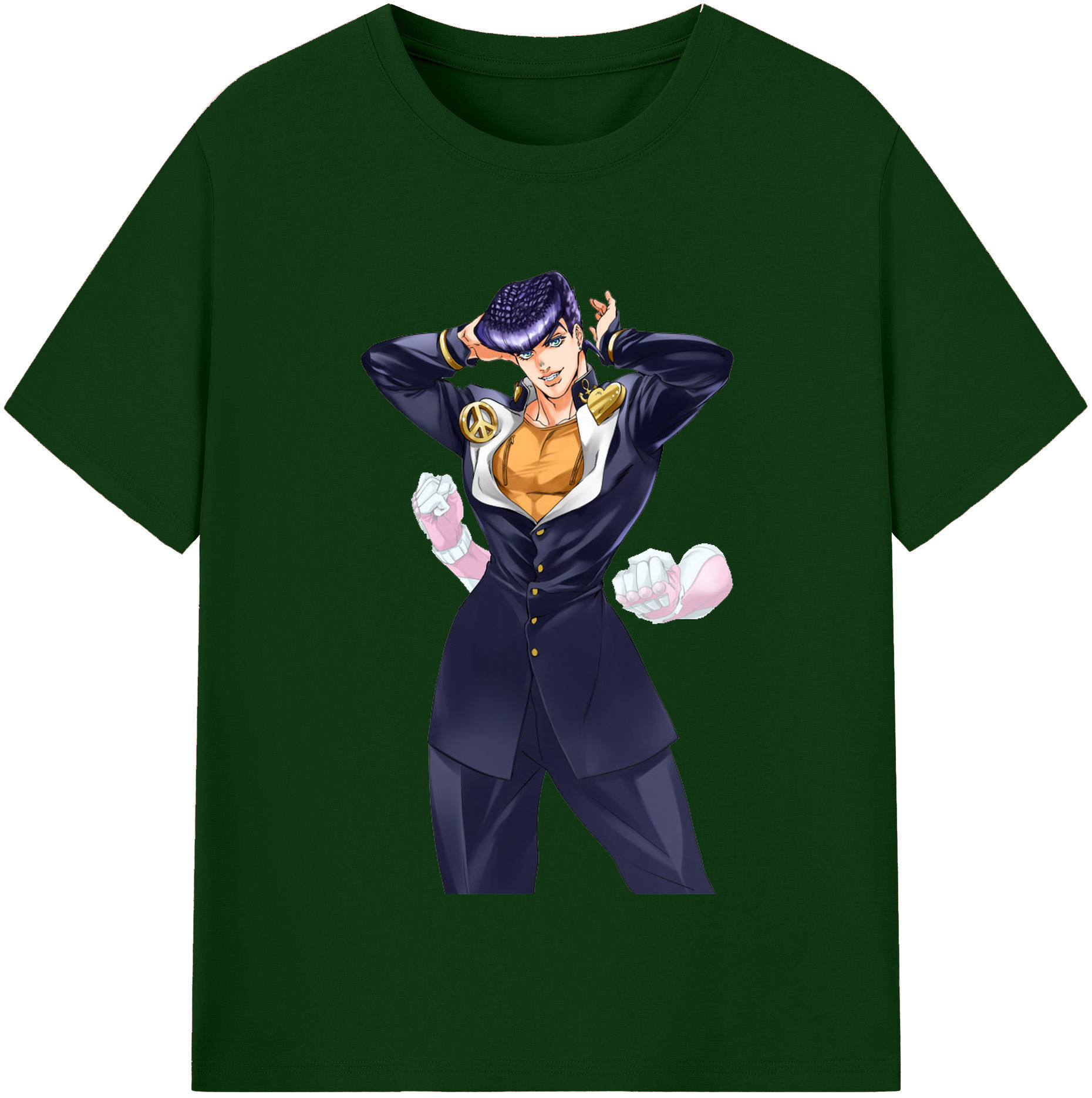 （画像用） ジョジョの奇妙な冒険 ひがしかた じょうすけ JoJo's Bizarre Adventure Higashikata Josuke 綿100％半袖Tシャツ（フロントプリント）